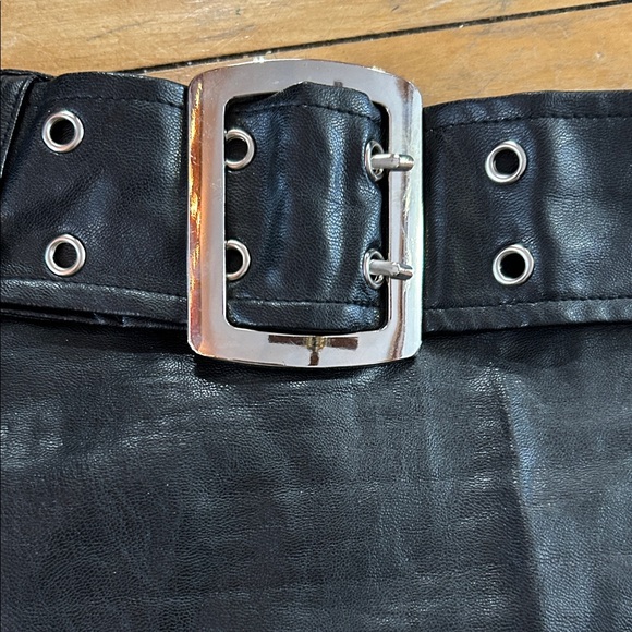 EUC Faux Black Leather Mini Skirt - Picture 2 of 4